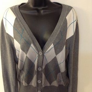 NEW YORK & CO. Gray Argyle Cardigan
